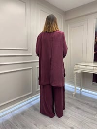 Misswhence 39208 Bordo Tunik Arkası Yırtmaçlı Takım