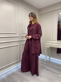 Misswhence 39208 Bordo Tunik Arkası Yırtmaçlı Takım
