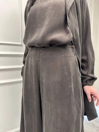 Misswhence 39208 Kahverengi Tunik Arkası Yırtmaçlı Takım