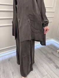 Misswhence 39208 Kahverengi Tunik Arkası Yırtmaçlı Takım