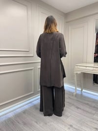 Misswhence 39208 Kahverengi Tunik Arkası Yırtmaçlı Takım