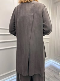 Misswhence 39208 Kahverengi Tunik Arkası Yırtmaçlı Takım