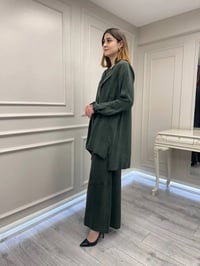 Misswhence 39208 Yeşil Tunik Arkası Yırtmaçlı Takım