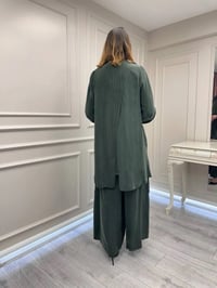 Misswhence 39208 Yeşil Tunik Arkası Yırtmaçlı Takım