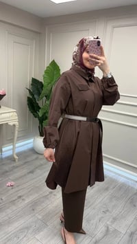 Misswhence 39305 Kahverengi Kemerli Tunik