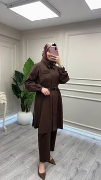 Misswhence 39305 Kahverengi Kemerli Tunik