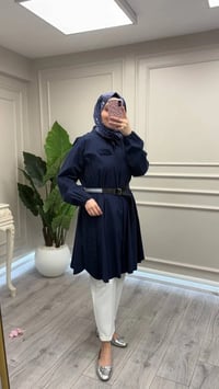 Misswhence 39305 Lacivert Kemerli Tunik