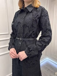 Misswhence 39306 Siyah Güpür Detaylı Takım
