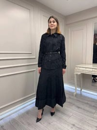 Misswhence 39306 Siyah Güpür Detaylı Takım