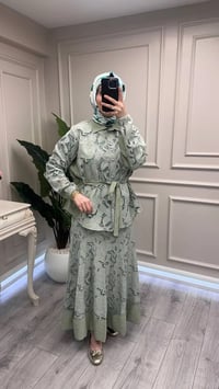 Misswhence 39306 Yeşil Güpür Detaylı Takım