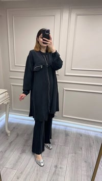Misswhence 39310 Siyah Önü Fermuarlı Gömlek