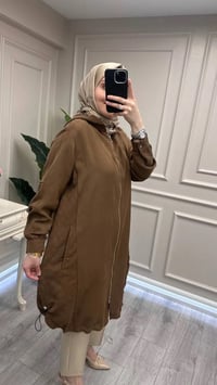 Misswhence 39406 Kahverengi Kapüşonlu Kap