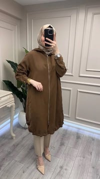 Misswhence 39406 Kahverengi Kapüşonlu Kap
