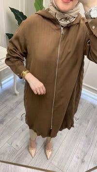 Misswhence 39406 Kahverengi Kapüşonlu Kap