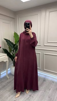 Misswhence 39514 Bordo Çizgi Detaylı Şallı Ferace