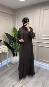 Misswhence 39514 Kahverengi Çizgi Detaylı Şallı Ferace
