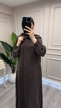 Misswhence 39514 Kahverengi Çizgi Detaylı Şallı Ferace