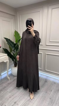 Misswhence 39514 Kahverengi Çizgi Detaylı Şallı Ferace