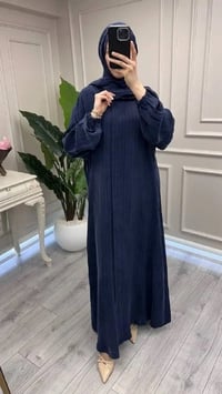 Misswhence 39514 Lacivert Çizgi Detaylı Şallı Ferace