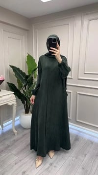 Misswhence 39514 Yeşil Çizgi Detaylı Şallı Ferace