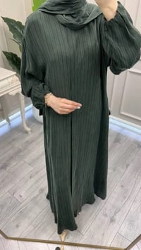 Misswhence 39514 Yeşil Çizgi Detaylı Şallı Ferace