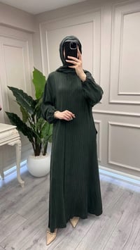 Misswhence 39514 Yeşil Çizgi Detaylı Şallı Ferace