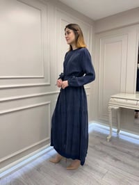Misswhence 39800 Lacivert Dikiş Detaylı Elbise