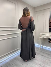 Misswhence 39801 Kahverengi İki Renkli Elbise