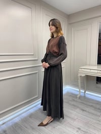 Misswhence 39801 Kahverengi İki Renkli Elbise