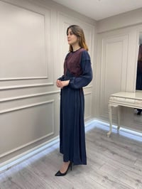 Misswhence 39801 Lacivert İki Renkli Elbise