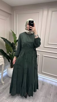 Misswhence 39804 Haki Parça Detaylı Elbise