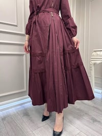 Misswhence 39807 Bordo Fermuar Ve Güpür Detaylı Elbise