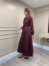 Misswhence 39807 Bordo Fermuar Ve Güpür Detaylı Elbise
