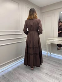 Misswhence 39807 Kahverengi Fermuar Ve Güpür Detaylı Elbise