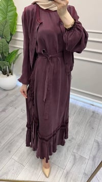 Misswhence 39815 Bordo Yelekli Etek Ucu Detaylı Elbise