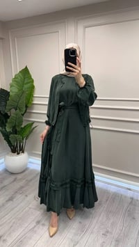 Misswhence 39815 Haki Yelekli Etek Ucu Detaylı Elbise