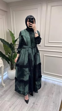 Misswhence 39822 Yeşil Etek Ucu Detaylı Elbise