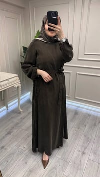 Misswhence 39833 Kahverengi Nervür Detaylı Elbise