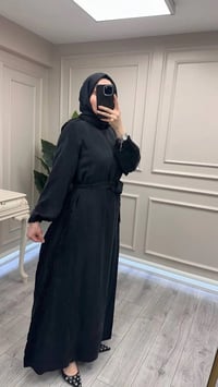 Misswhence 39833 Siyah Nervür Detaylı Elbise