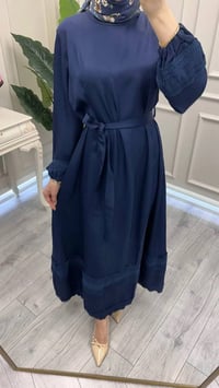 Misswhence 39836 Lacivert Dantel Detaylı Elbise