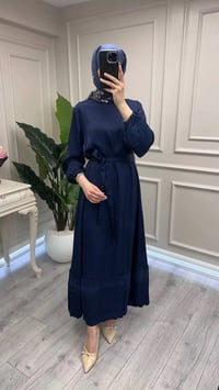 Misswhence 39836 Lacivert Dantel Detaylı Elbise
