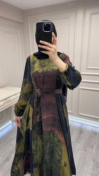 Misswhence 39842 Desenli Siyah Cupro Elbise