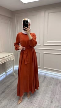 Misswhence 39842 Oranj Cupro Elbise