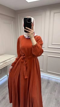Misswhence 39842 Oranj Cupro Elbise