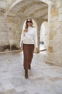 Misswhence 40008 Ekru Fermuar Detaylı Katlı Triko Tunik