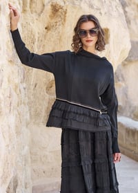 Misswhence 40008 Siyah Fermuar Detaylı Katlı Triko Tunik