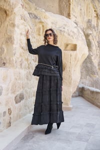 Misswhence 40008 Siyah Fermuar Detaylı Katlı Triko Tunik