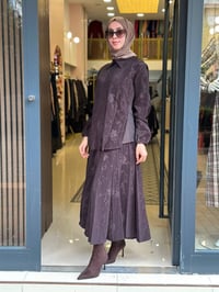 Misswhence 40210 Kahve Jakarlı Etek Takım