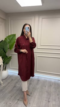 Misswhence 40400 Bordo Saten Gömlek