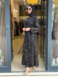 Misswhence 40800 Siyah Desenli Cupro Elbise